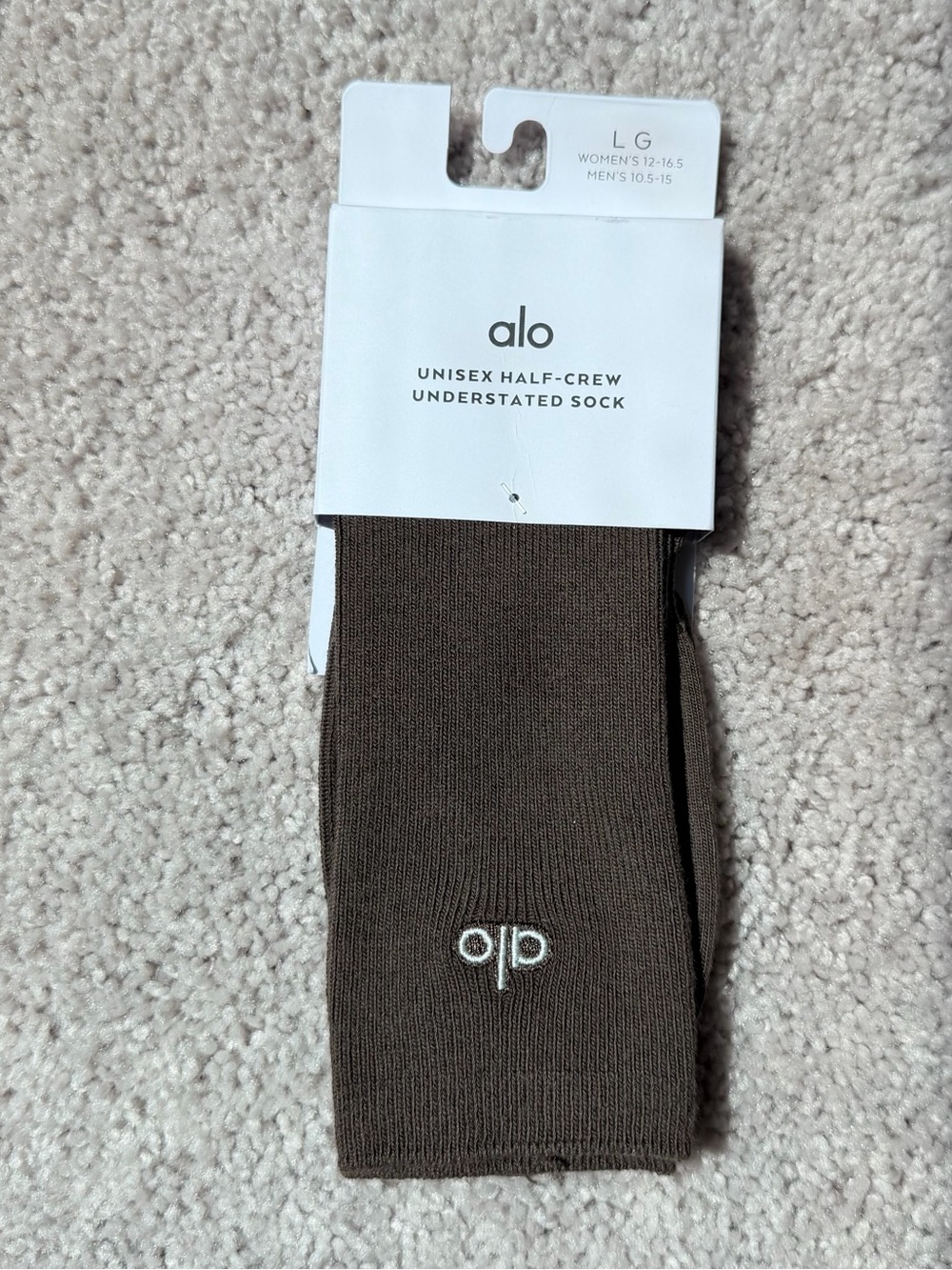 Alo Unisex Half Crew Understated Sock - Espresso